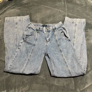 Fashion Nova Genevieve Non Stretch Wide Leg Jeans - Medium Blue Wash